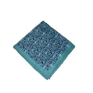 Tie Bar Ditsy Daisies Pocket Square Mint Floral Linen Men's Accessory